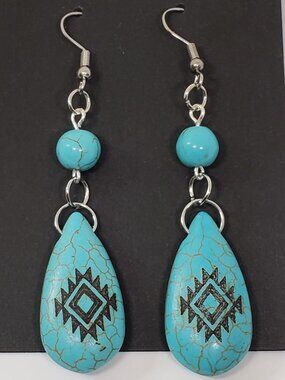 Handmade Boho Turquoise Dangle Earrings